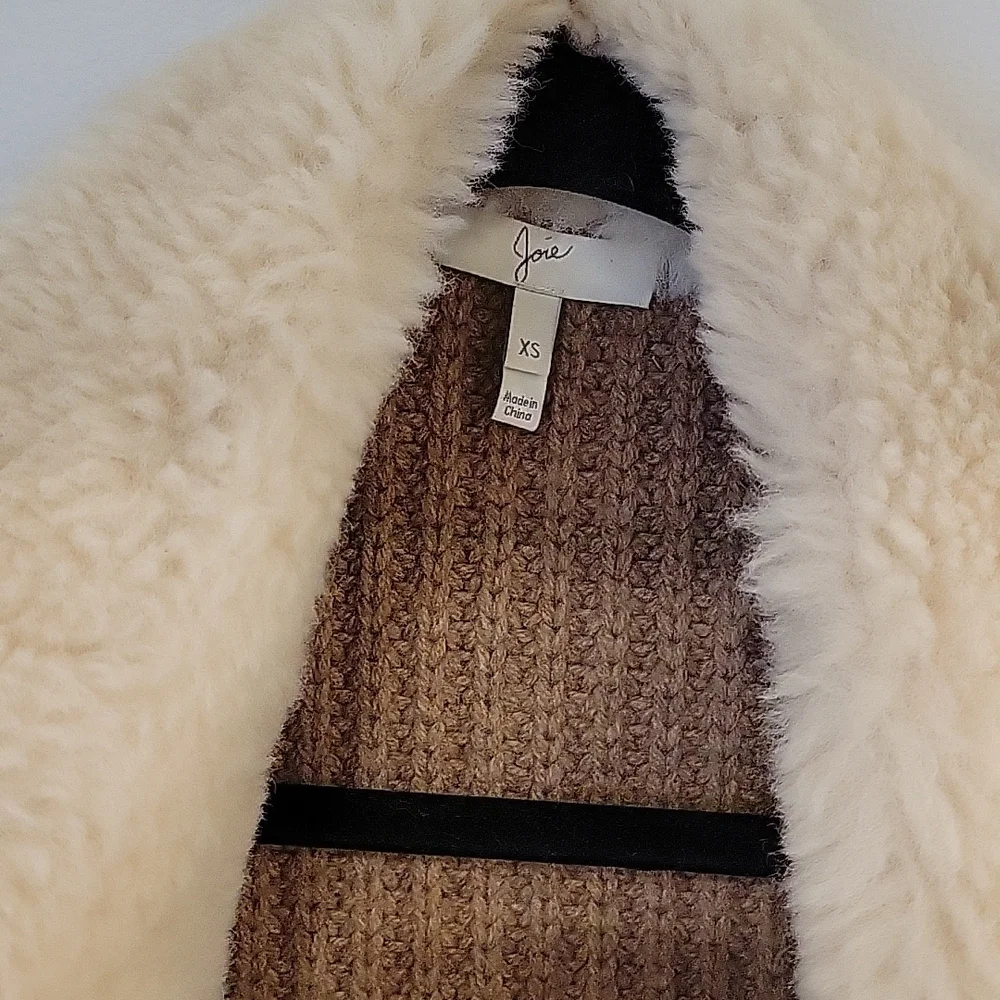 JOIE Brinley Lamb Fur Suede Vest in Natural - Picture 5 of 14